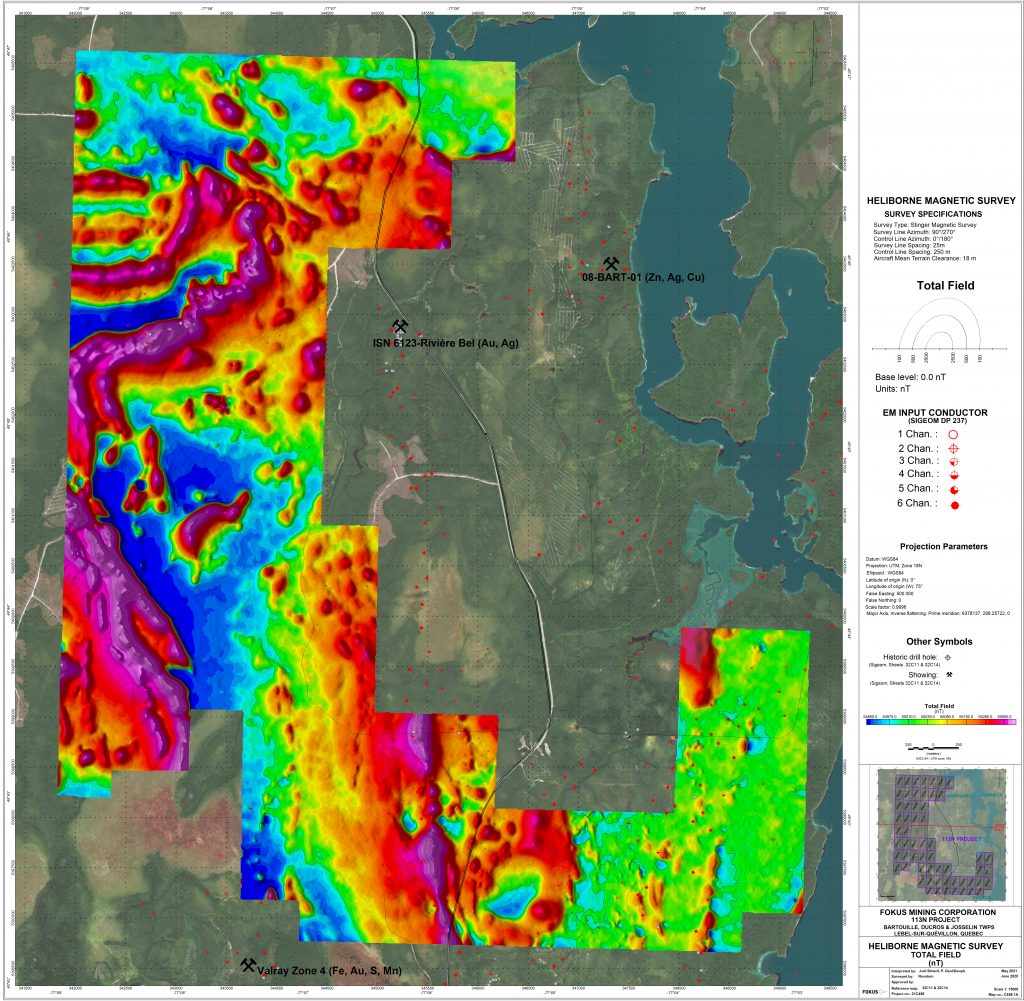 113 North project Drilling Map - Mosaic Minerals Corp